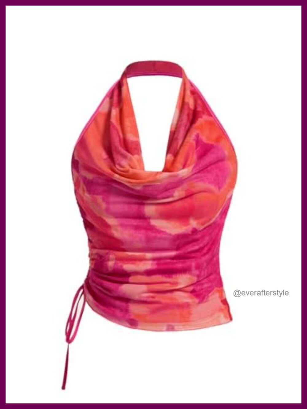 Women's Floral Halter Crop Top Ruched Drawstring Backless Y2k Summer